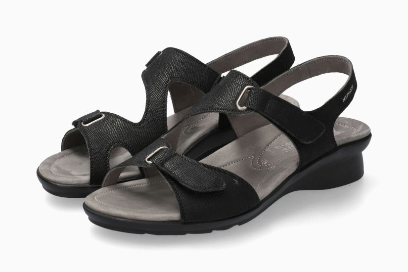Sandales Paris Noir Combiné Chaussures cuir confortable femmes Marque Mephisto Shop Nouvelle collection Printemps/été 2025 Magasins Belgique Liège Eupen