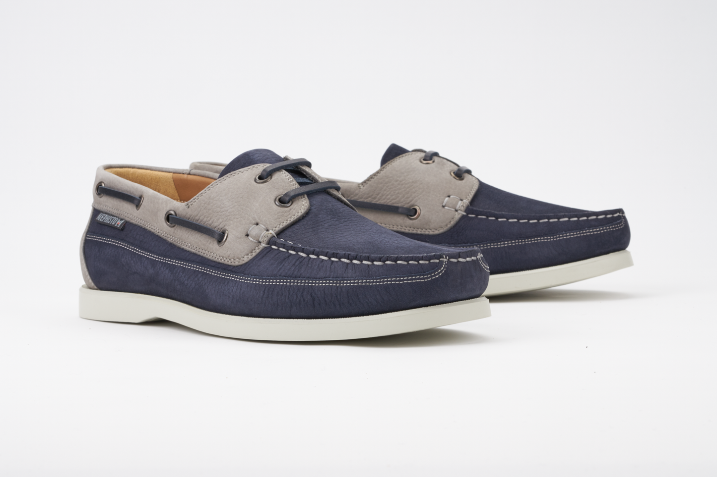 Kombinierte blaue Bootsmokassins