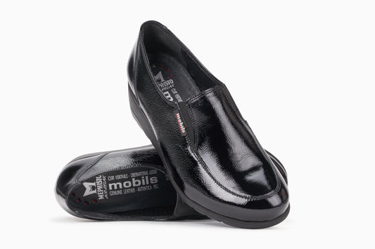 Mocassins Mobils Bertrane Noir Vernis Mephisto Belgique Liège Femmes Nouvelle collection automne Hiver 2023