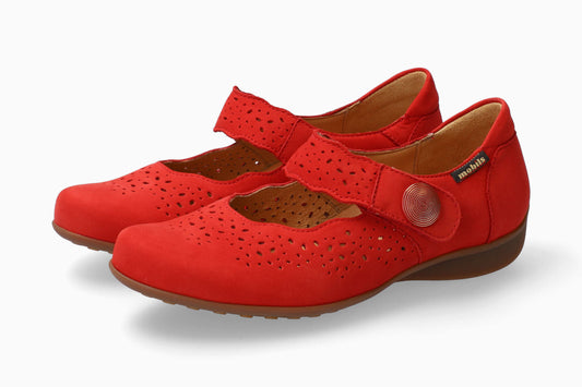 Lamballes Mobils Fabienne Rouge Chaussures femmes Marque Mephisto Shop Nouvelle collection printemps été 2024 Magasins Belgique Liège Eupen 