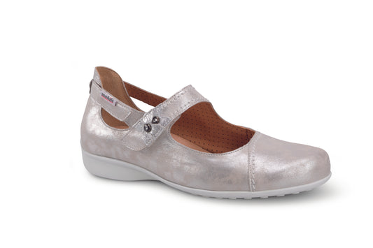 Lamballes Mobils Fleur Argenté Chaussures cuir confortable femmes Marque Mephisto Shop Nouvelle collection Printemps/été 2025 Magasins Belgique Liège Eupen