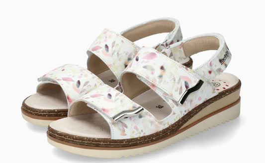 Sandales Mobils Darcie Blanc Fleuri Chaussures cuir confortable femmes Marque Mephisto Shop Nouvelle collection Printemps/été 2026 Magasins Belgique Liège Eupen