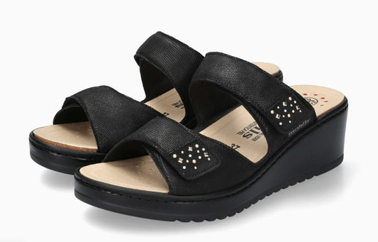 Mules Mobils Navina Noires Chaussures cuir confortable femmes Marque Mephisto Shop Nouvelle collection Printemps/été 2026 Magasins Belgique Liège Eupen