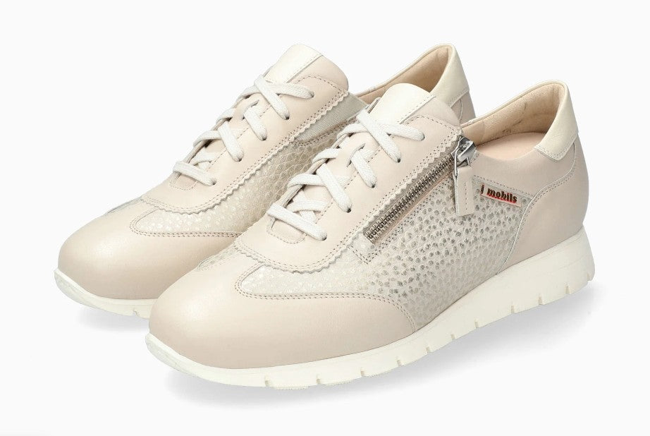 Baskets Mobils Donia Beige Chaussures cuir confortable femmes Marque Mephisto Shop Nouvelle collection Printemps/été 2026 Magasins Belgique Liège Eupen
