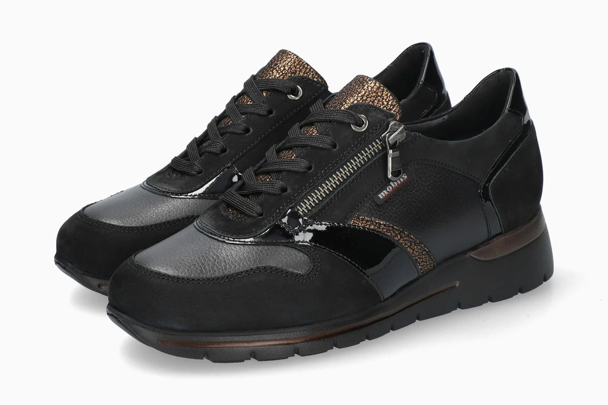 Baskets Mobils Ereen Noir Combiné Chaussures orthopédiques cuir femmes Marque Mephisto France Shop Nouvelle collection automne hiver 2026 Magasins Belgique Liège Eupen