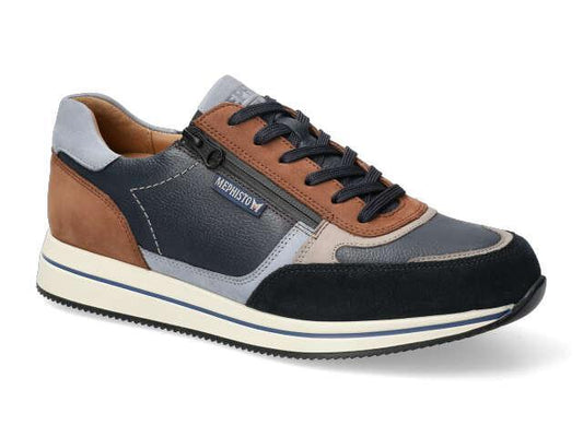 Baskets Gilford Bleu Combiné Chaussures hommes cuir confortable Marque Mephisto Shop Nouvelle collection Printemps/été 2026 Magasins Belgique Liège Eupen