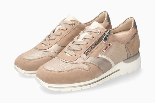 Baskets Mobils Ereen Beige Chaussures femmes Marque Mephisto Shop Nouvelle collection printemps été 2024 Magasins Belgique Liège Eupen