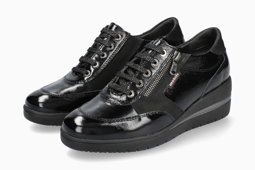 Molières Mobils Patrizia Noir Vernis Chaussures femmes Marque Mephisto Shop Nouvelle collection automne hiver 2024 Magasins Belgique Liège Eupen