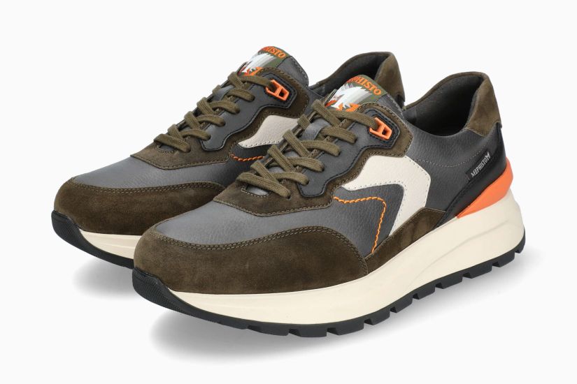 Baskets Cruz Kaki Chaussures hommes Marque Mephisto Shop Nouvelle collection Automne Hiver 2024 Magasins Belgique Liège Eupen