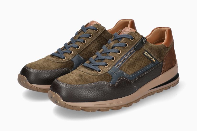 Baskets Bradley Kaki Combiné Chaussures hommes Marque Mephisto Shop Nouvelle collection automne hiver 2024 Magasins Belgique Liège Eupen