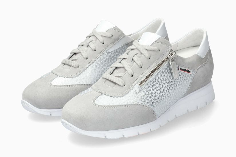 Baskets Mobils Donia Gris Chaussures cuir confortable femmes Marque Mephisto Shop Nouvelle collection Printemps/été 2025 Magasins Belgique Liège Eupen 