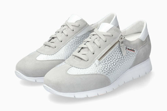 Baskets Mobils Donia Gris Chaussures cuir confortable femmes Marque Mephisto Shop Nouvelle collection Printemps/été 2025 Magasins Belgique Liège Eupen 