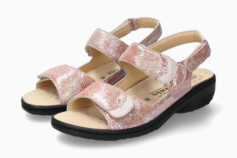 Sandales Mobils Getha Rose Combiné Chaussures cuir confortable femmes Marque Mephisto Shop Nouvelle collection Printemps/été 2025 Magasins Belgique Liège Eupen