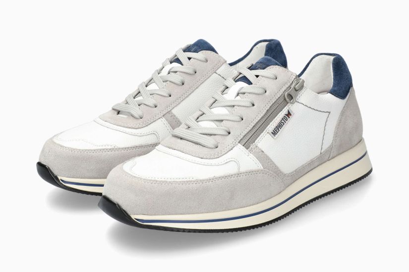 Baskets Gilford Blanc Chaussures cuir confortable hommes Marque Mephisto Shop Nouvelle collection Printemps/été 2025 Magasins Belgique Liège Eupen
