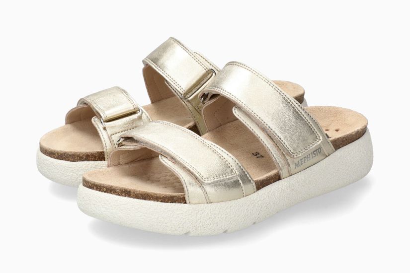 Mules Gayle Doré Chaussures cuir confortable femmes Marque Mephisto Shop Nouvelle collection Printemps/été 2025 Magasins Belgique Liège Eupen