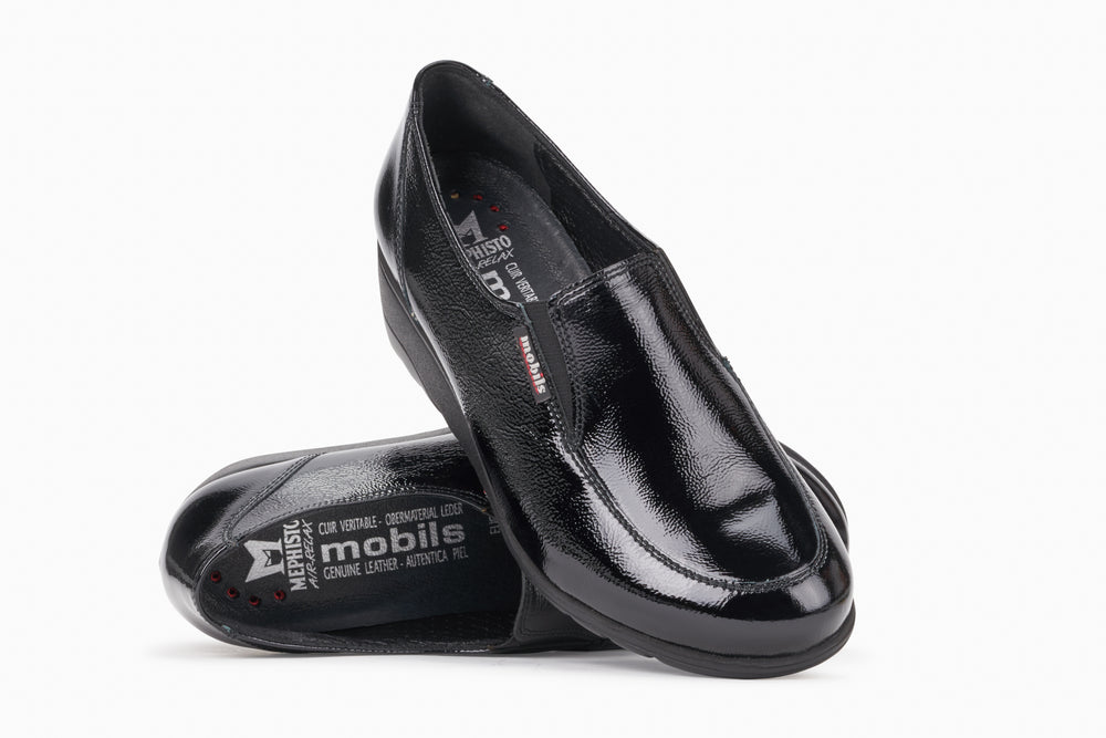 Mocassins Mobils Bertrane Zwart Lakleer