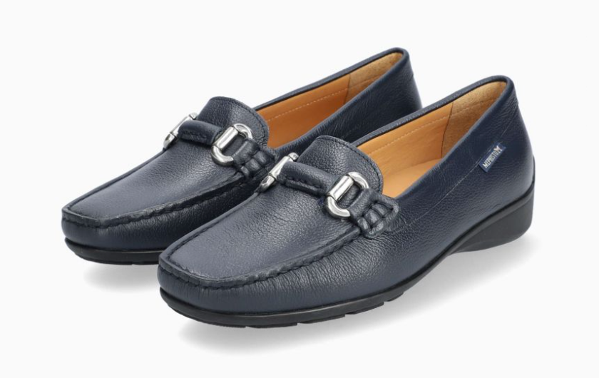 Dunkelblaue Slipper „Natala“.