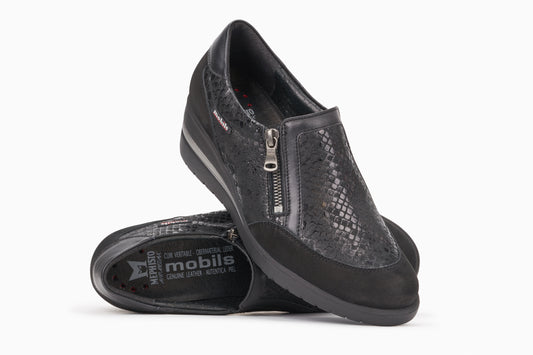 Mocassins Mobils Pupina Noir femmes Mephisto Belgique Liège Eupen Soldes Hiver 2024