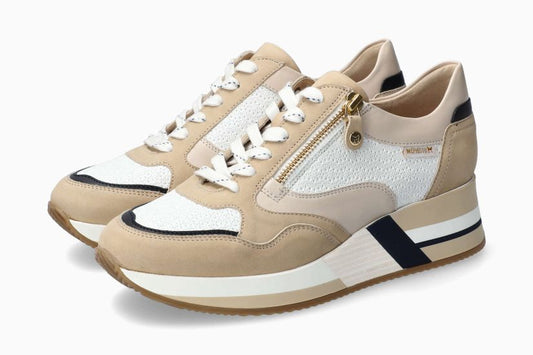 Baskets beige Chaussures femmes Mephisto Belgique Liège Eupen Nouvelle collection printemps été 2024